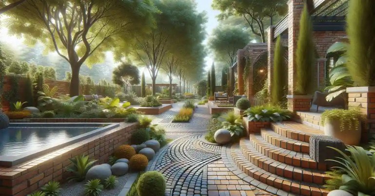 10 Idea Landskap Batu Bata Berwarna 2024 29 Kombinasi Batu Bata dengan Tumbuhan 3