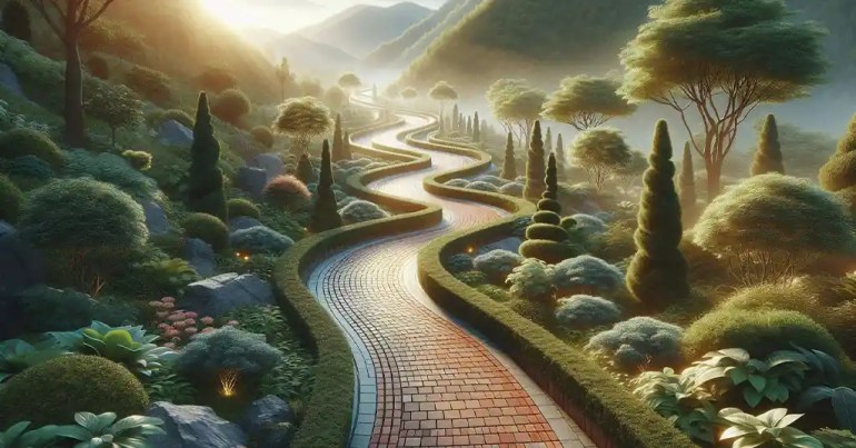 10 Idea Landskap Batu Bata Berwarna 2024 12 Laluan Pejalan Kaki Berliku 1