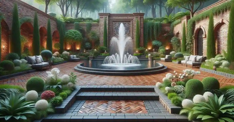 10 Idea Landskap Batu Bata Berwarna 2024 23 Rekaan Kolam dan Air Pancut 3